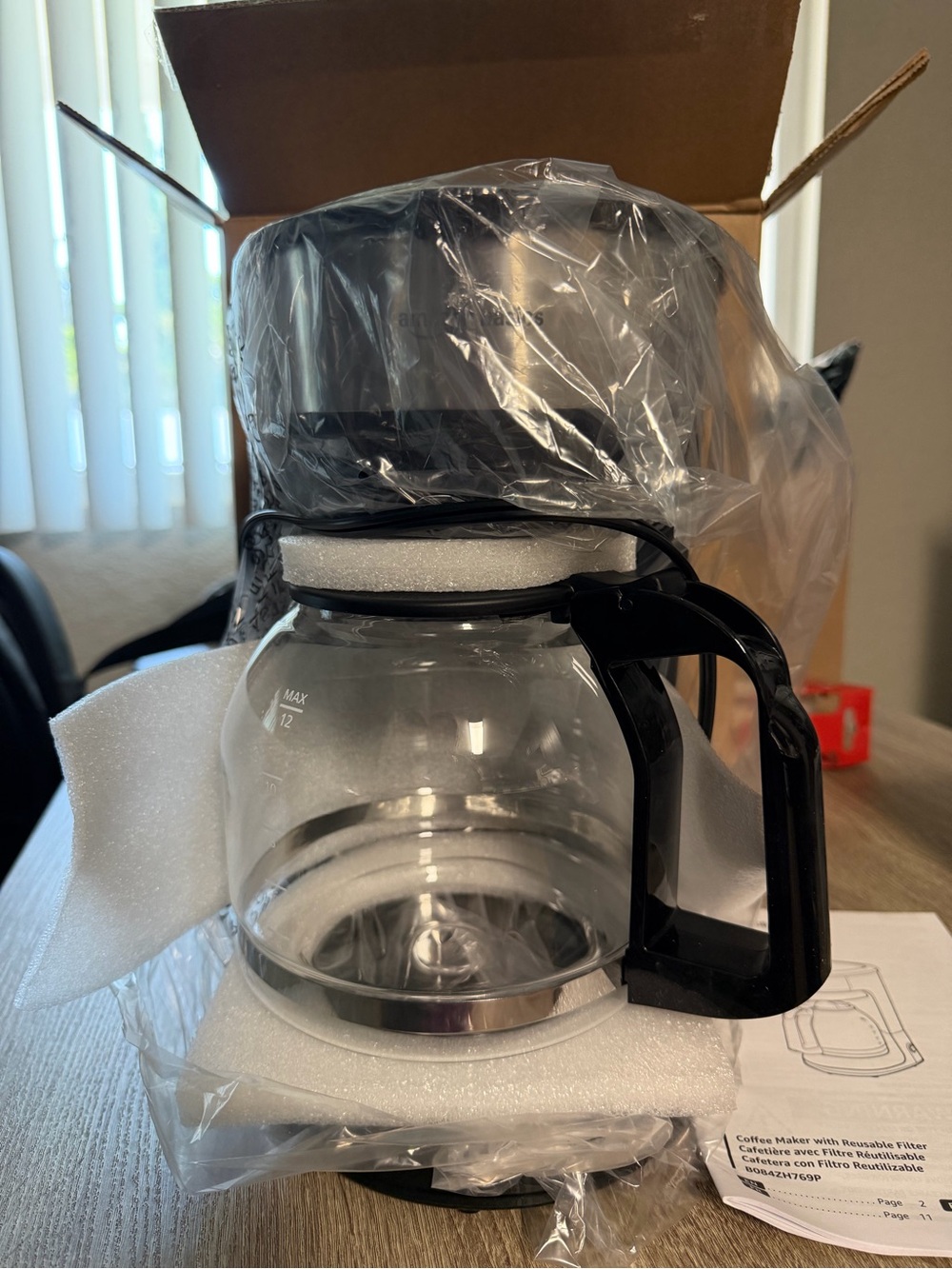 Black Glass Coffee Maker with Glass Carafe - Home Kitchen